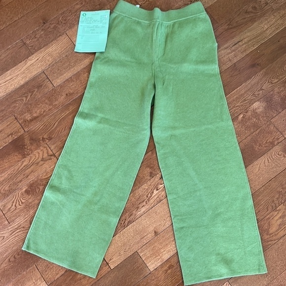 Ladies Denim&Co wide leg sweater knit cropped ankle pants w pockets - Picture 4 of 7